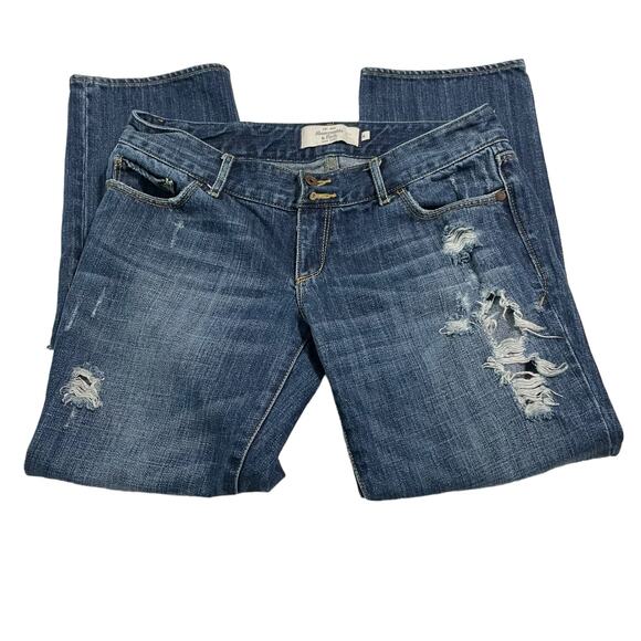 Abercrombie and Fitch Womens Jeans Size 4 Distressed Capri Blue Jeans Dark Wash - Picture 4 of 12